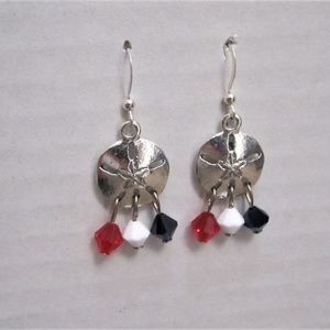 Patriotic  pewter  sand  dollar  earrings